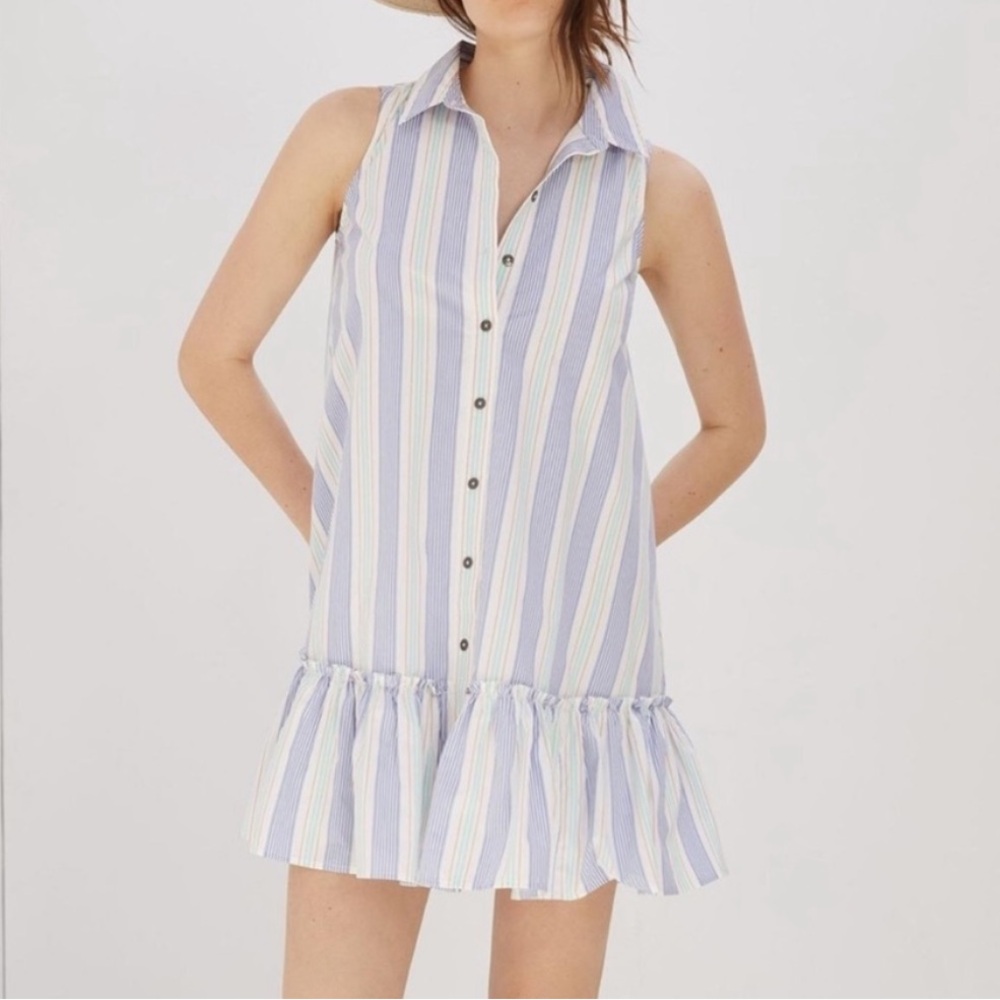 Anthropologie Maeve Stripe Shirt Dress Sleeveless Coastal Preppy Tennis Boho XL